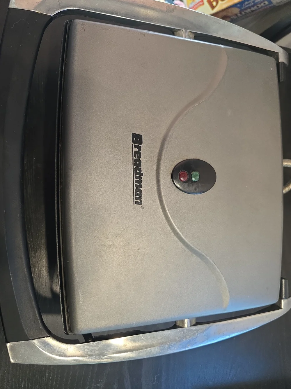 Silver Electric Sandwich Maker with Indicator Lights